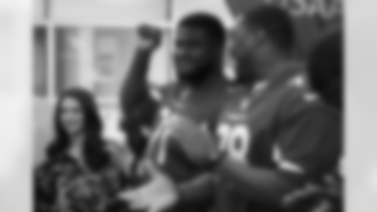 G Kaleb Johnson gets introduced to the crowd