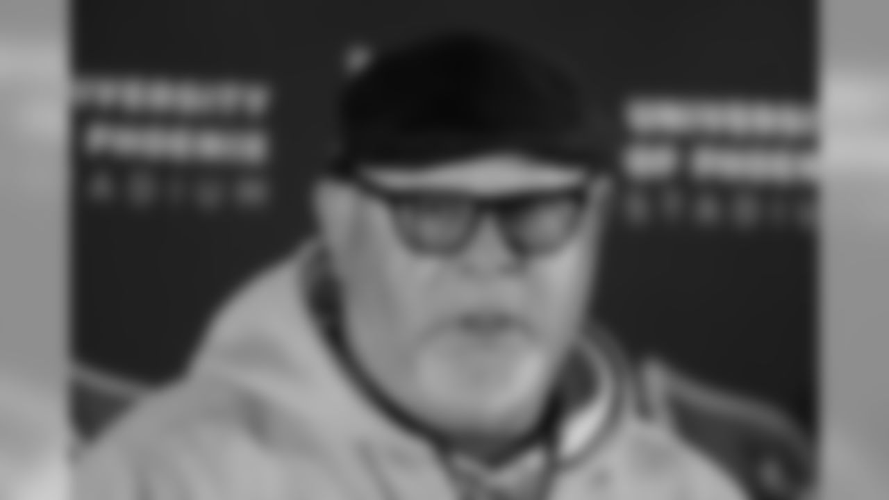 Coach Bruce Arians meets with the media