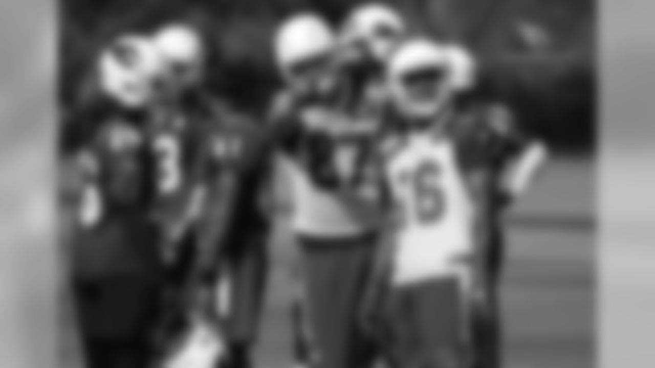 TE Troy Niklas (left) and WR Chad Williams during OTAs
