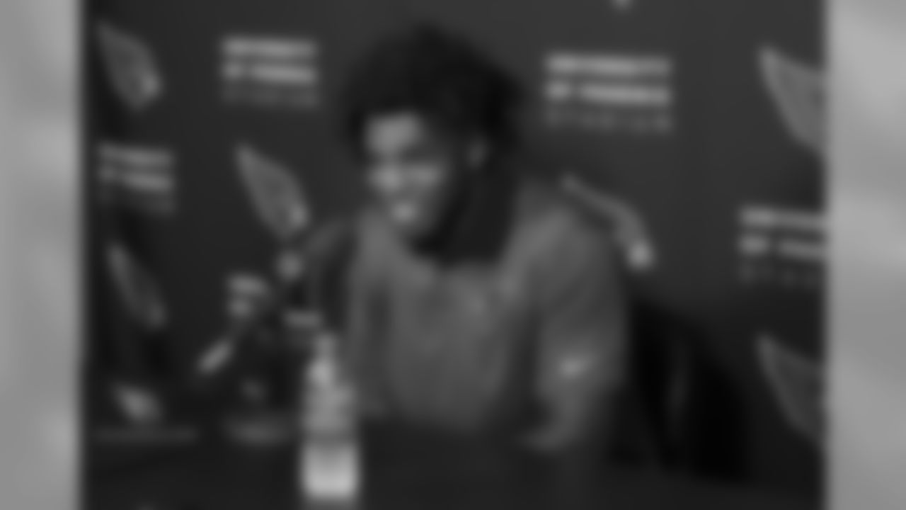 WR Chad Williams speaks with the media