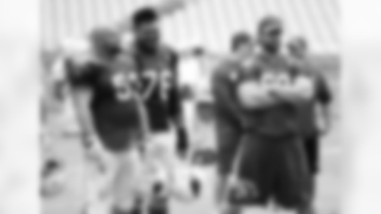 From left: C A.Q. Shipley, G Mike Iupati and G Evan Mathis
