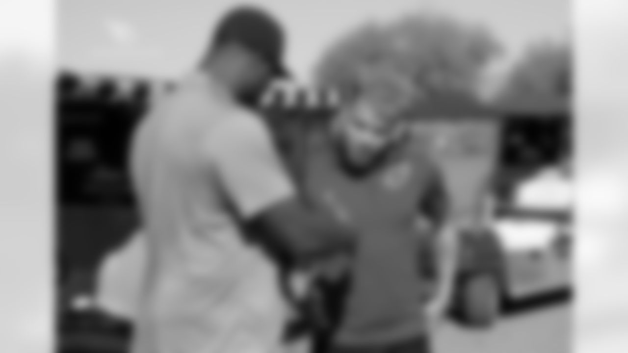 T D.J. Humphries (left) with S Tyrann Mathieu