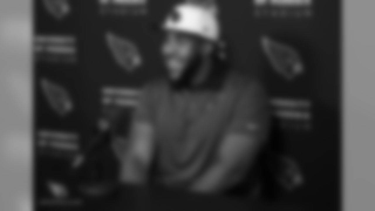 G Dorian Johnson during a press conference with the media