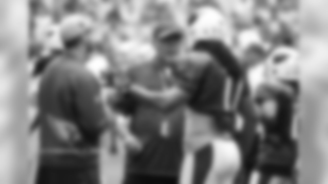 Coach Bruce Arians (left) with WR Larry Fitzgerald