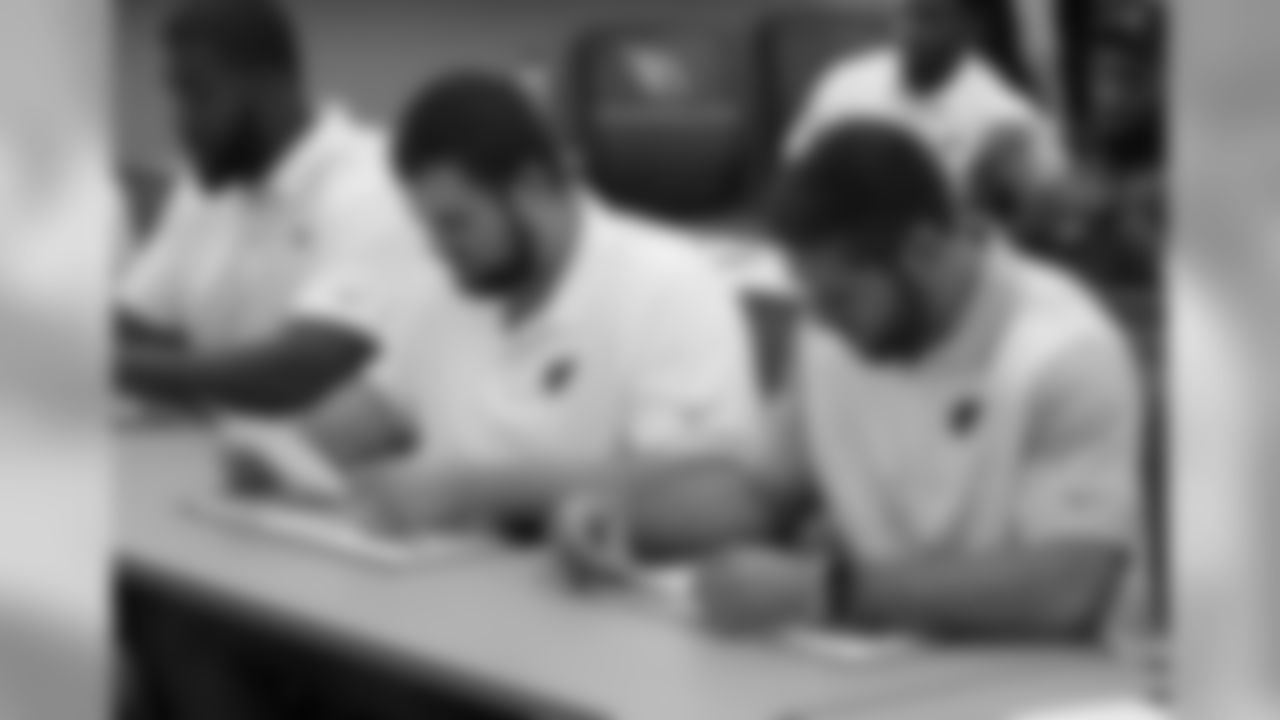 From left: G Dorian Johnson, T Will Holden, QB Trevor Knight
