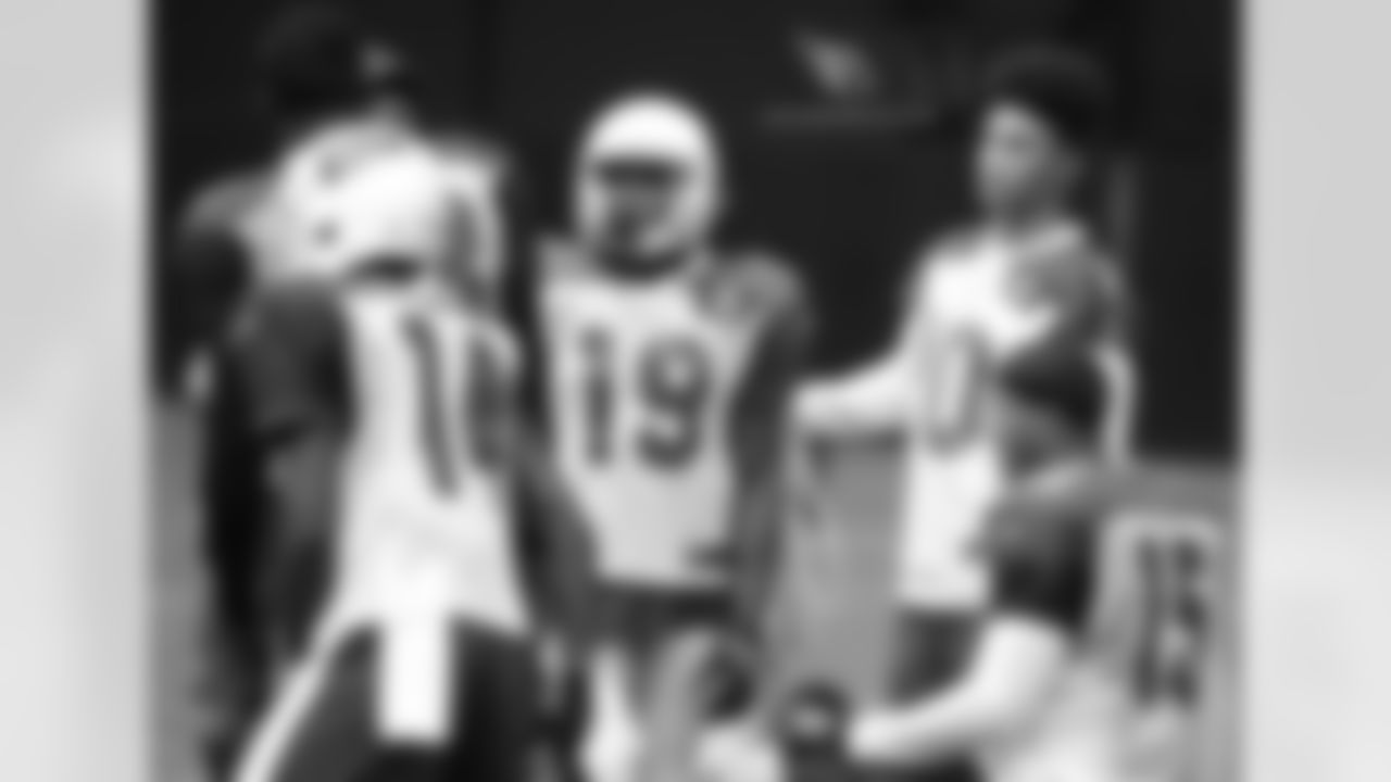 WR Chris Hubert (19) and some of the other wideouts