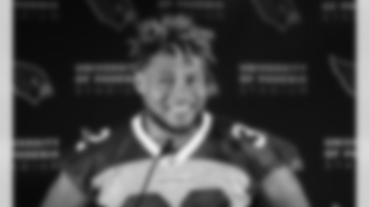 S Tyrann Mathieu speaks with the media
