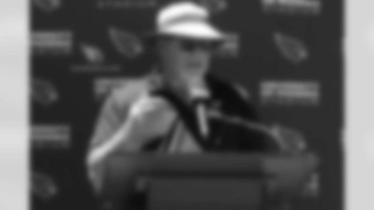 Coach Bruce Arians speaks with reporters
