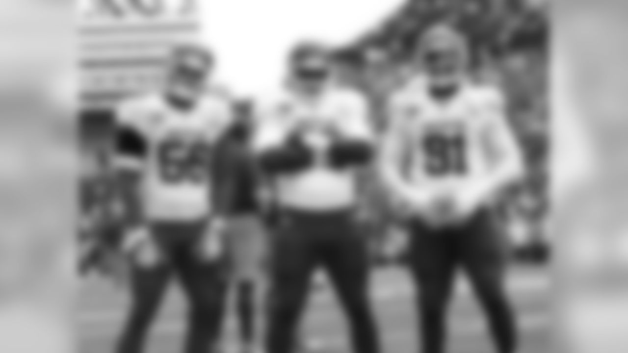 Kansas City Chiefs linebackers Derrick Johnson (56), Justin Houston (50) and Tamba Hali (91) pose for the camera before the 2012 Pro Bowl.