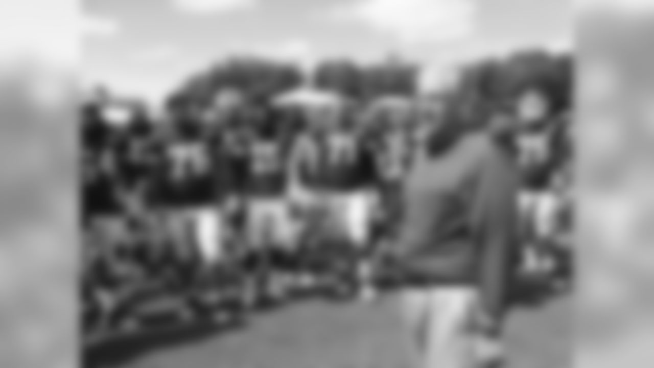 Missouri Governor Jay Nixon address the team after practice on the seventh day of training camp on Mosaic Life Care Field at the campus of Missouri Western State University on Saturday, August 6, 2016.