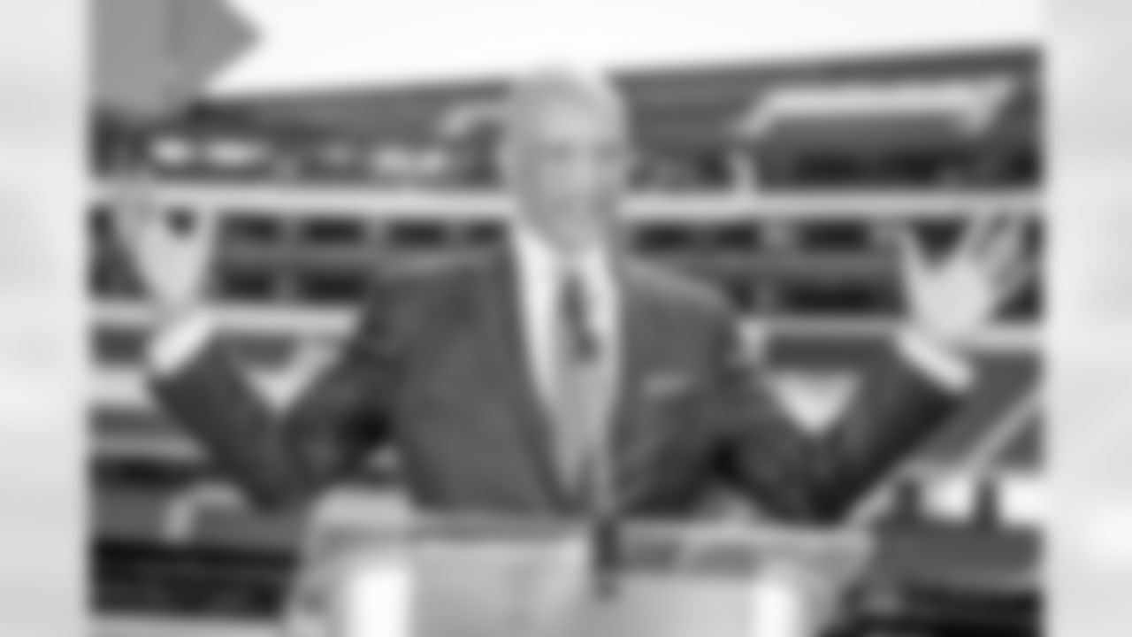 14 March 2018: Dallas Cowboys legend Drew Pearson speaks at a news conference previewing the 2018 NFL Draft at AT&T Stadium in Arlington, Texas.