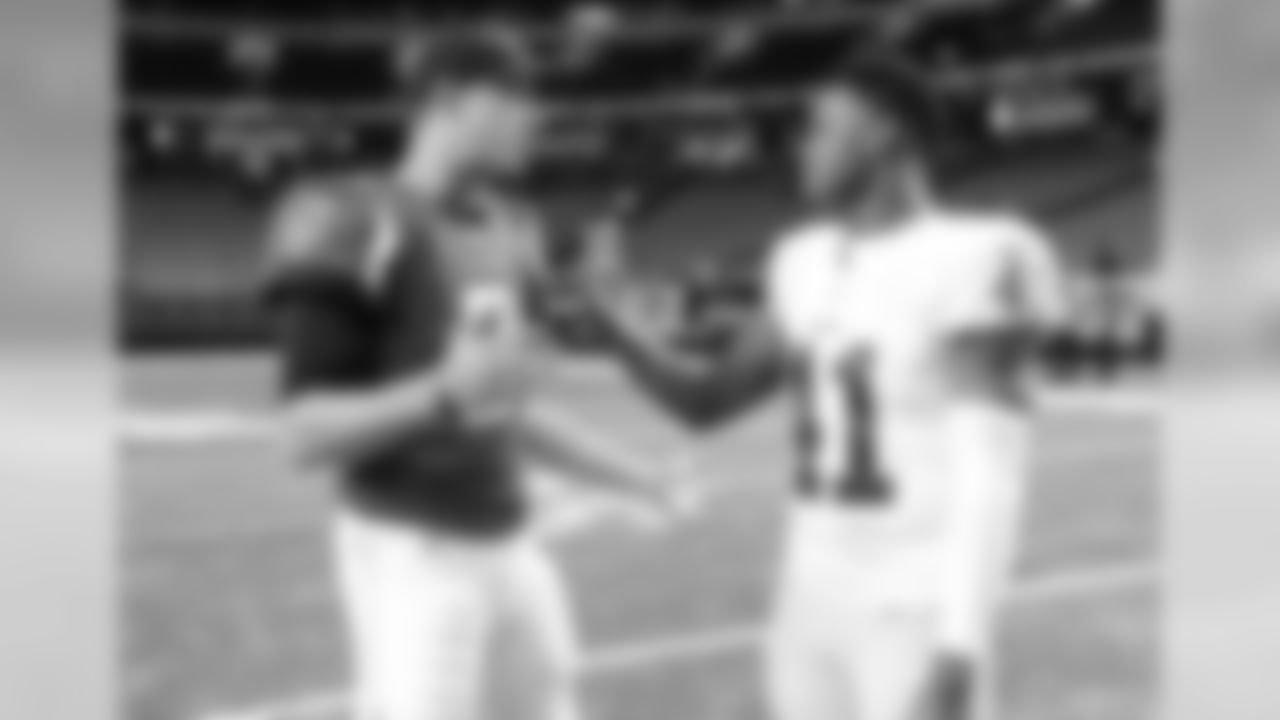 Matt Ryan catches up with fellow Boston College product Will Blackmon following Thursday's win