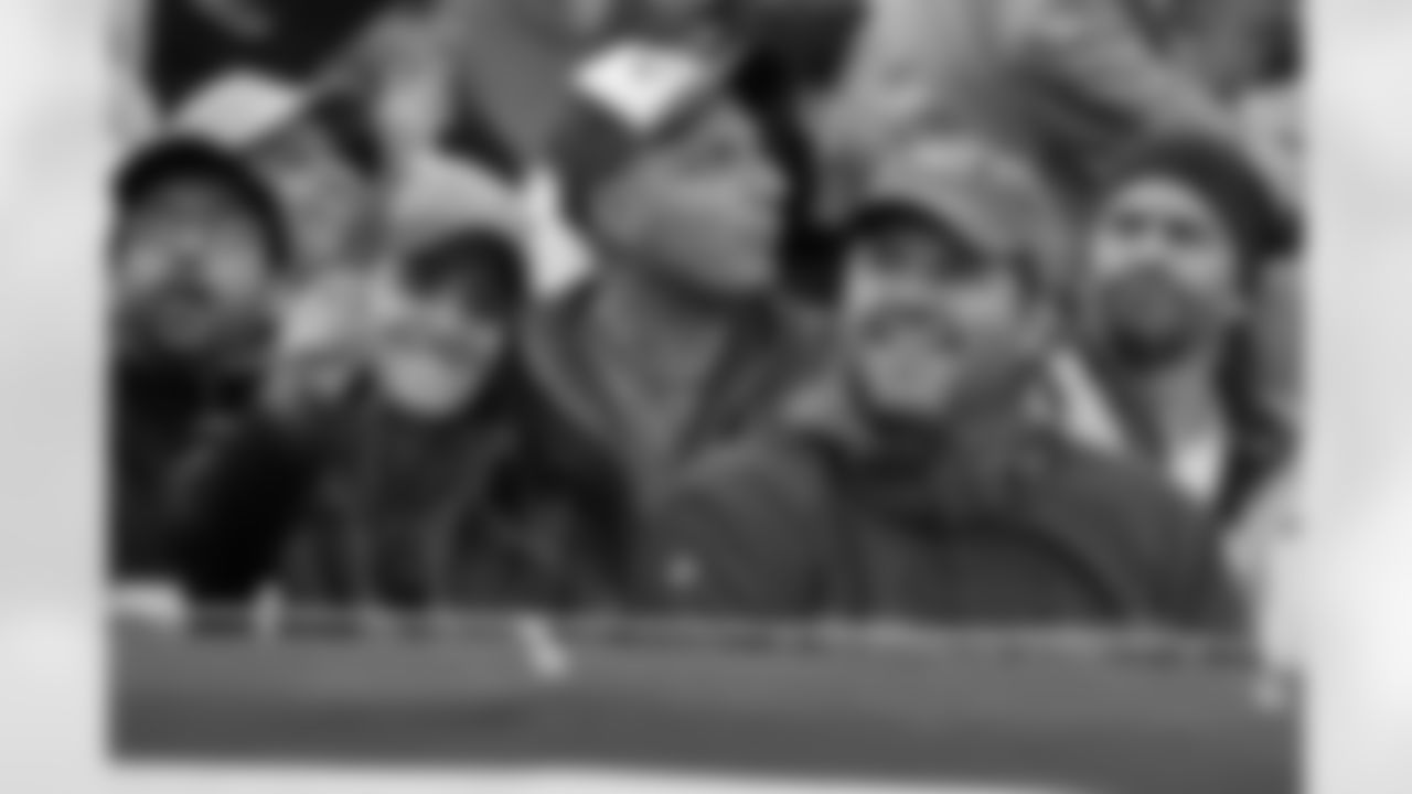 Actor David Denman watching the Jets vs Dolphins game from the front row at MetLife Stadium.