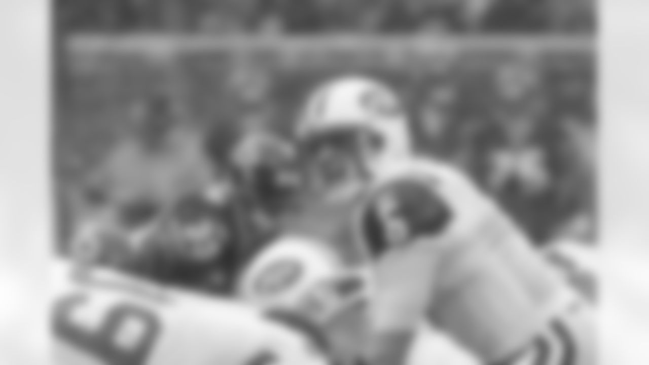 2012 - Jets QB Mark Sanchez calls out his next play on a snowy Chicago afternoon.