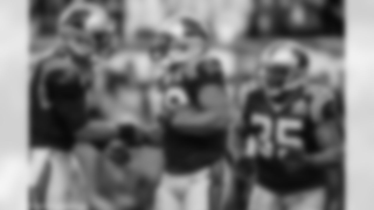 QB Cam Newton, RB Jonathan Stewart and FB Mike Tolbert