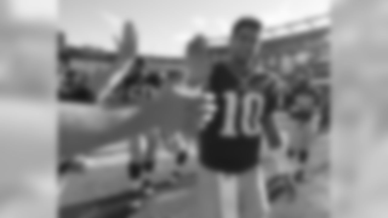 New England Patriots quarterback Jimmy Garoppolo (10) runs off the field following an NFL game, Sunday, Sept. 27, 2015, in Foxborough, Mass.