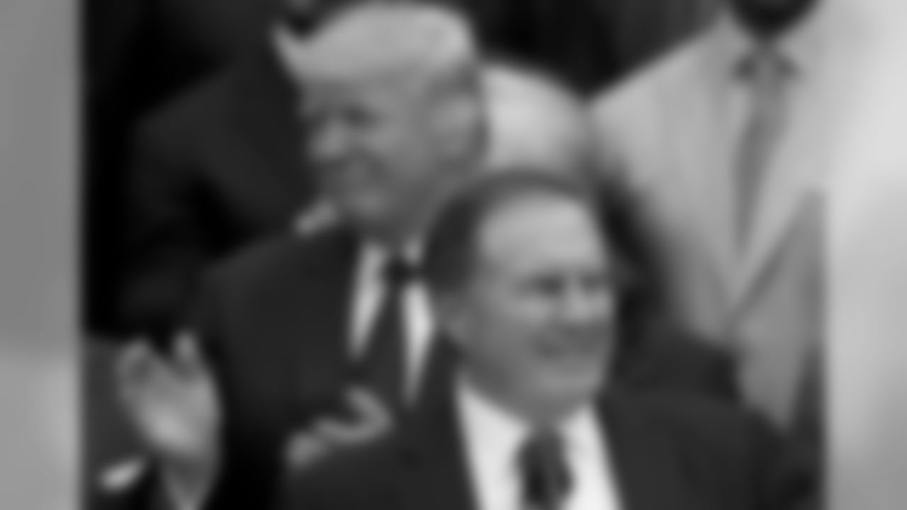 President Donald Trump listens as New England Patriots head coach Bill Belichick speaks during a ceremony on the South Lawn of the White House in Washington, Wednesday, April 19, 2017, where the president honored the Super Bowl Champion New England Patriots for their Super Bowl LI victory. (AP Photo/Andrew Harnik)