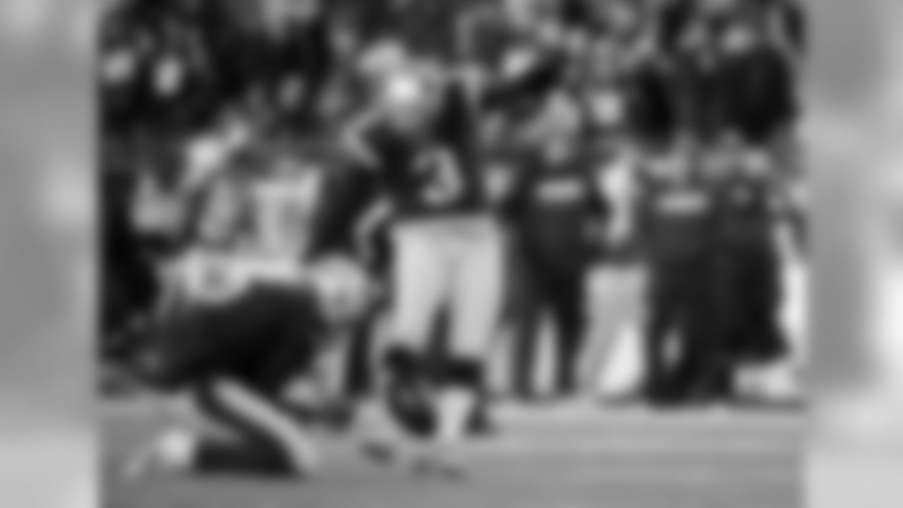 New England Patriots kicker Stephen Gostkowski (3) kicks a field goal against the Buffalo Bills in the first half of an NFL football game, Monday, Nov. 23, 2015, in Foxborough, Mass. (AP Photo/Steven Senne)