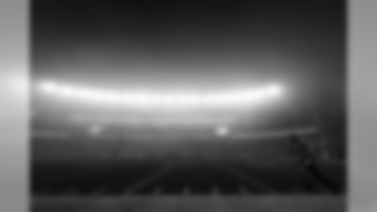 (Editors note: Image has been converted to Black and White) A general view of play is seen during a week 7 NFL football game between the Atlanta Falcons against the New England Patriots Sunday, Oct. 22, 2017, in Foxborough, Mass. New England won 23-7. (Aaron M. Sprecher via AP)