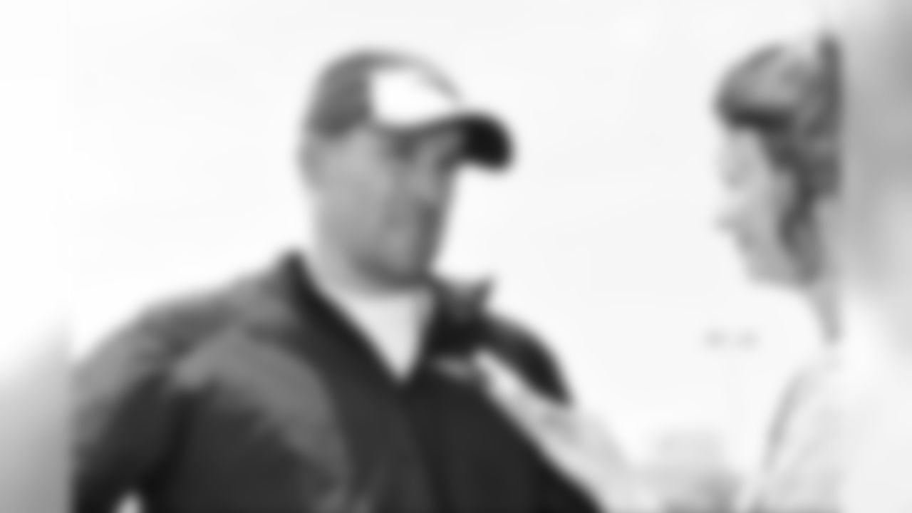 June 11, 2015 - Foxborough, Massachusetts, U.S. - New England Patriots offensive coordinator Josh McDaniels is interviewed by a reporter at the organized team activities held on the practice fields at Gillette Stadium in Foxborough Massachusetts. Eric Canha/CSM (Cal Sport Media via AP Images)