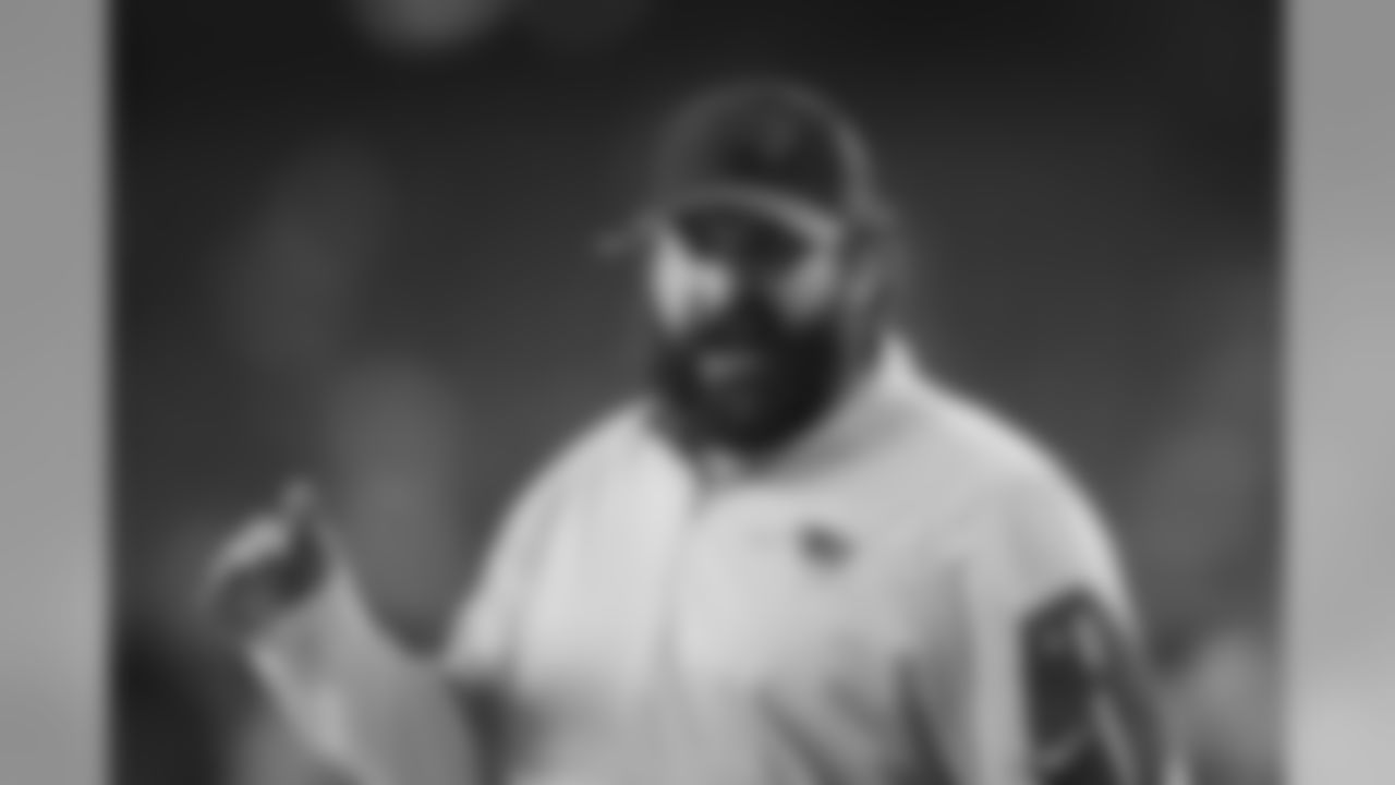 New England Patriots defensive coordinator Matt Patricia talks to players as they warm up before an NFL football game against the Atlanta Falcons, Sunday, Oct. 22, 2017, in Foxborough, Mass. (AP Photo/Charles Krupa)