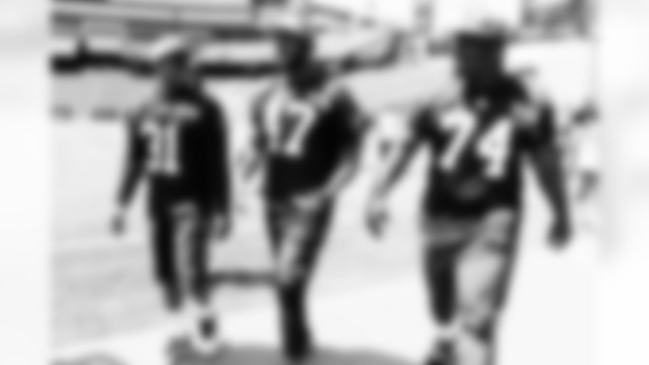 Thursday, May 12, 2016: New England Patriots rookie defensive back Jonathan Jones, rookie linebacker C. J. Johnson, and rookie defensive lineman Woodrow Hamilton leave the game field after interviews with the media at Gillette Stadium in Foxborough Massachusetts. Eric Canha/CSM (Cal Sport Media via AP Images)