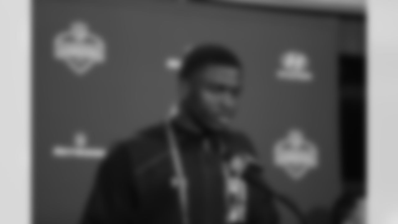 Mississippi receiver Laquon Treadwell speaks during a press conference at the NFL football scouting combine in Indianapolis, Thursday, Feb. 25, 2016. (AP Photo/Michael Conroy)