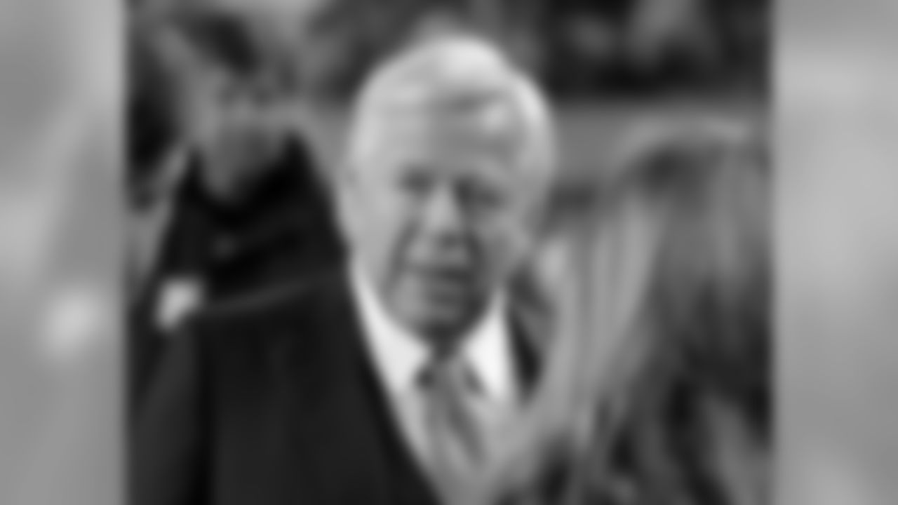 New England Patriots owner Robert Kraft stands on the sidelines prior to an NFL football game against the Denver Broncos, Sunday, Nov. 12, 2017, in Denver. (AP Photo/Jack Dempsey)