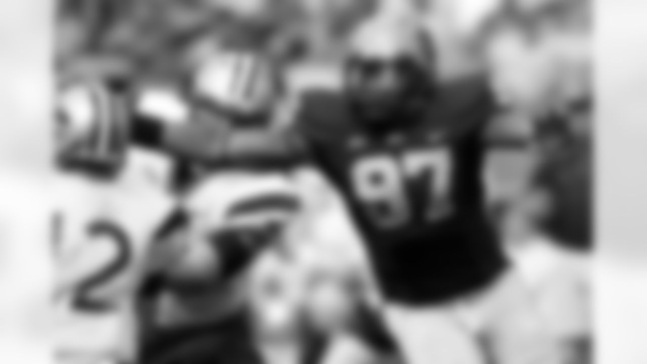 FILE - In this Sept. 11, 2010 file photo, Pittsburgh defensive tackle Jabaal Sheard (97) rushes the New Hampshire quarterback during an NCAA college football game in Pittsburgh. Sheard is a top prospect in the upcoming NFL Draft. (AP Photo/Keith Srakocic, File)