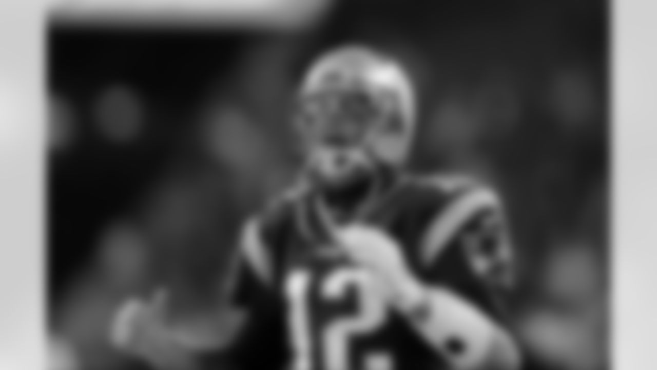 New England Patriots quarterback Tom Brady gets pumped up before an NFL football game against the Buffalo Bills, Monday, Nov. 23, 2015, in Foxborough, Mass. (AP Photo/Charles Krupa)