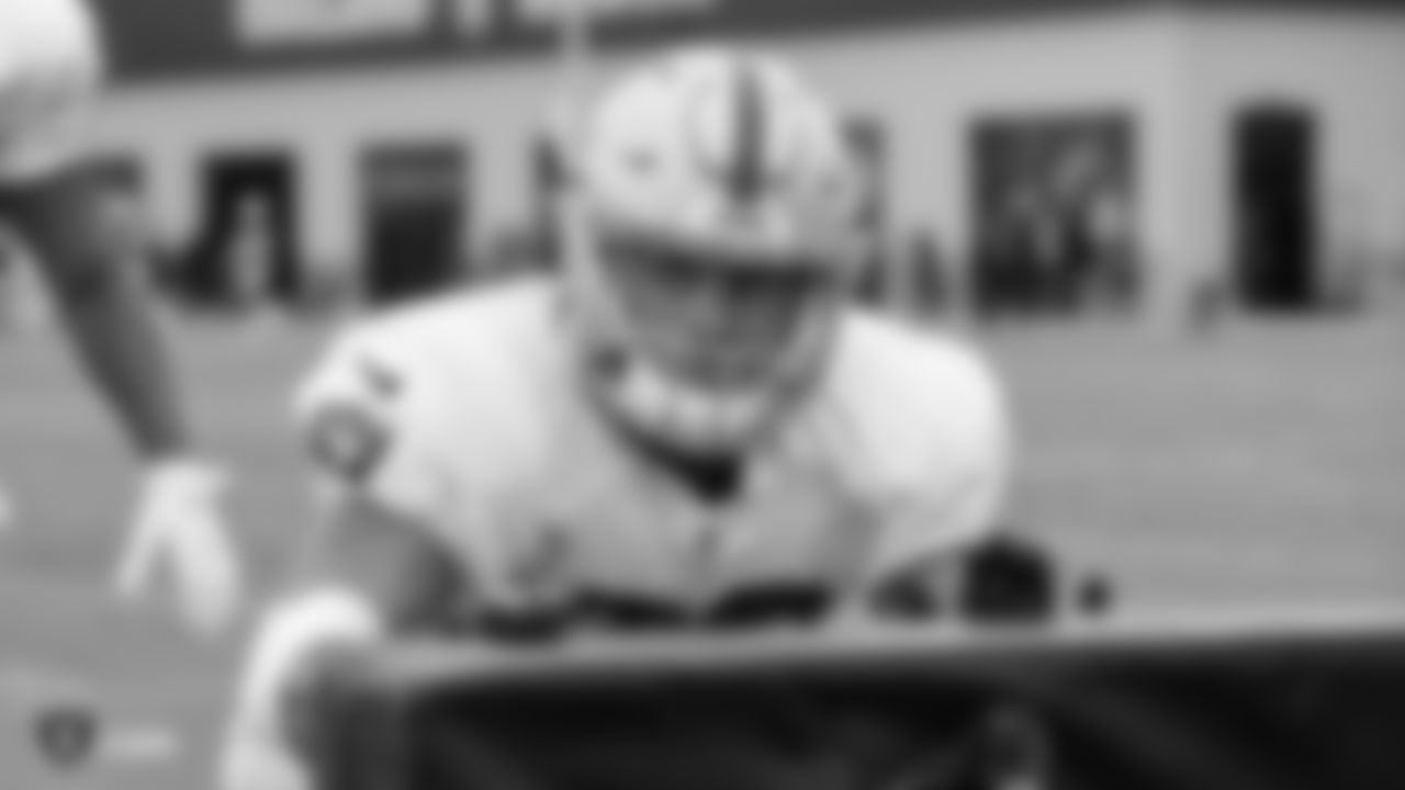 Oakland Raiders linebacker Kyle Wilber (58) on the field for a preseason practice at the Oakland Raiders Practice Facility, Tuesday, August 21, 2018, in Alameda, California.
