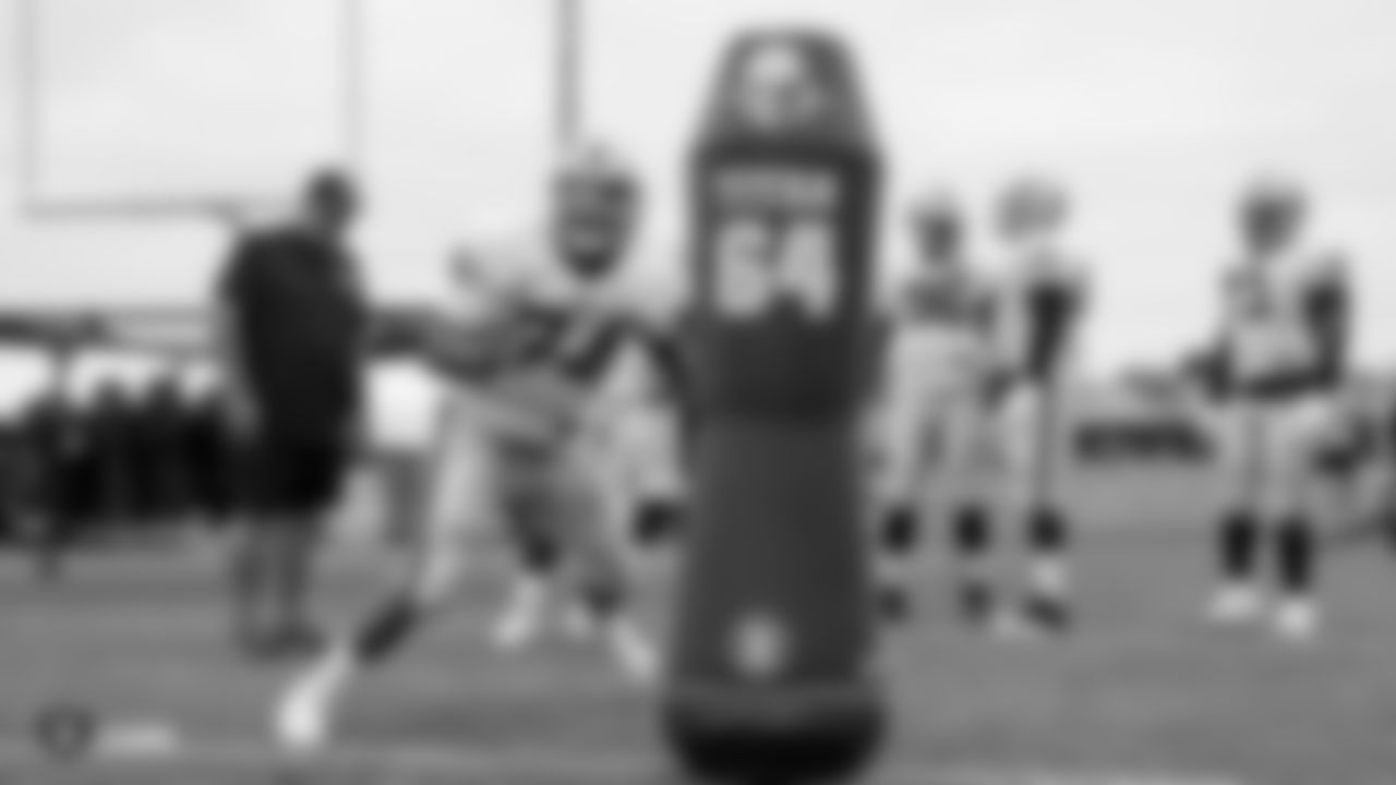 Oakland Raiders defensive tackle Gabe Wright (74) on the field for a preseason practice at the Oakland Raiders Practice Facility, Tuesday, August 21, 2018, in Alameda, California.