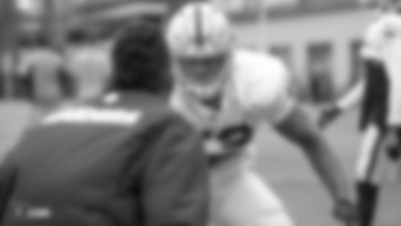 Oakland Raiders linebacker Kyle Wilber (58) on the field for a preseason practice, Tuesday, August 21, 2018, in Alameda, California.
