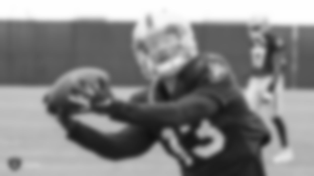 Oakland Raiders wide receiver Griff Whalen (13) on the field for a preseason practice at the Oakland Raiders Practice Facility, Tuesday, August 21, 2018, in Alameda, California.