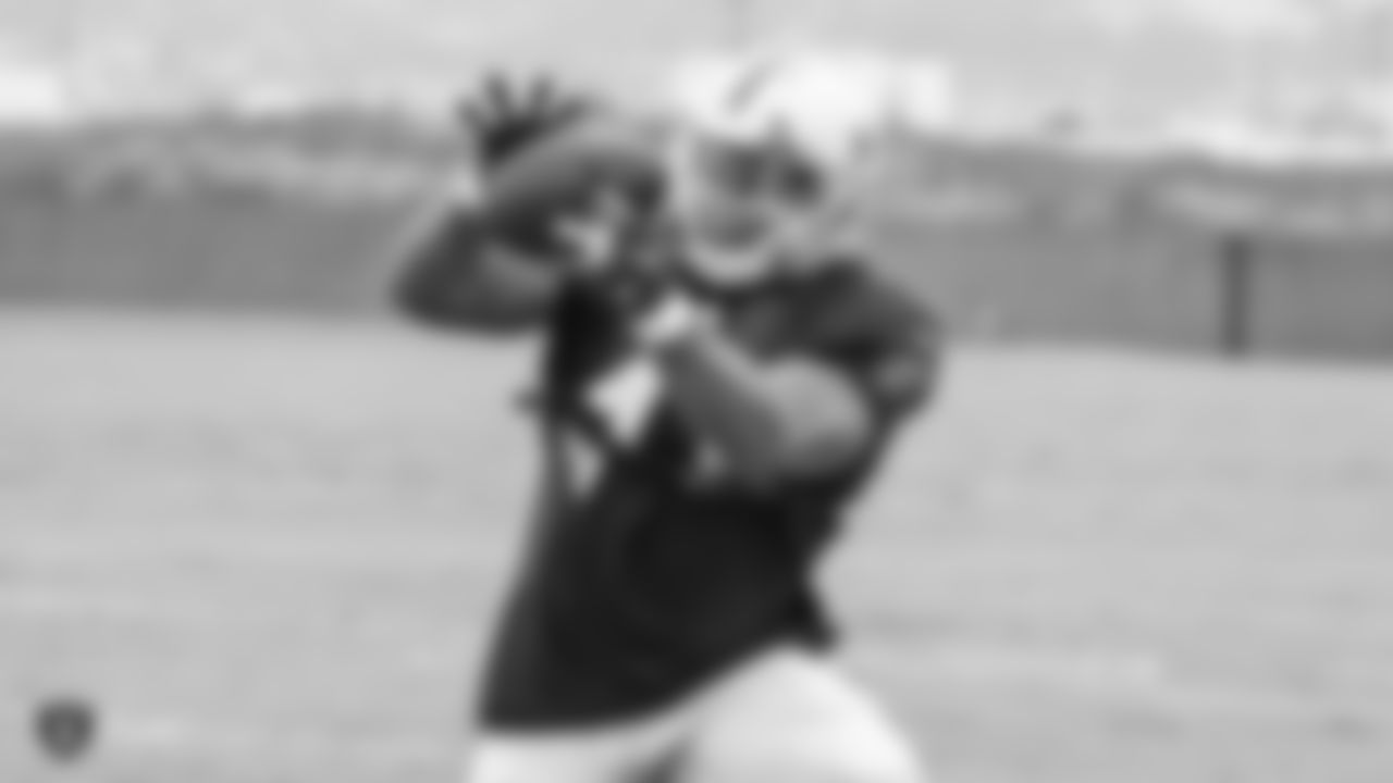 Oakland Raiders fullback Keith Smith (41) on the field for a preseason practice at the Oakland Raiders Practice Facility, Tuesday, August 21, 2018, in Alameda, California.