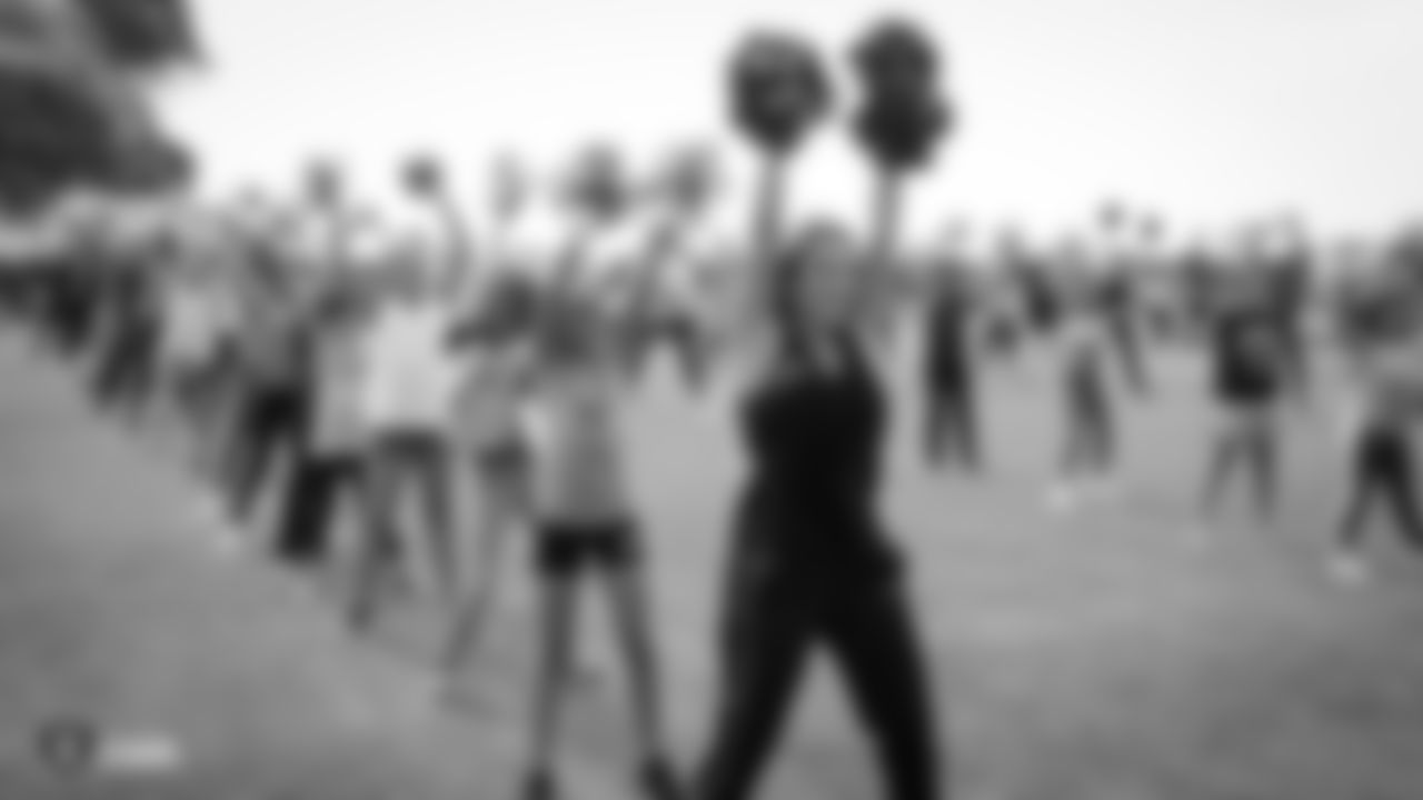 The Raiderettes, Junior Raiderettes, and parents on the second day of Junior Raiderettes practice at the Oakland Raiders Practice Facility, Sunday, August 19, 2018, in Alameda, California.