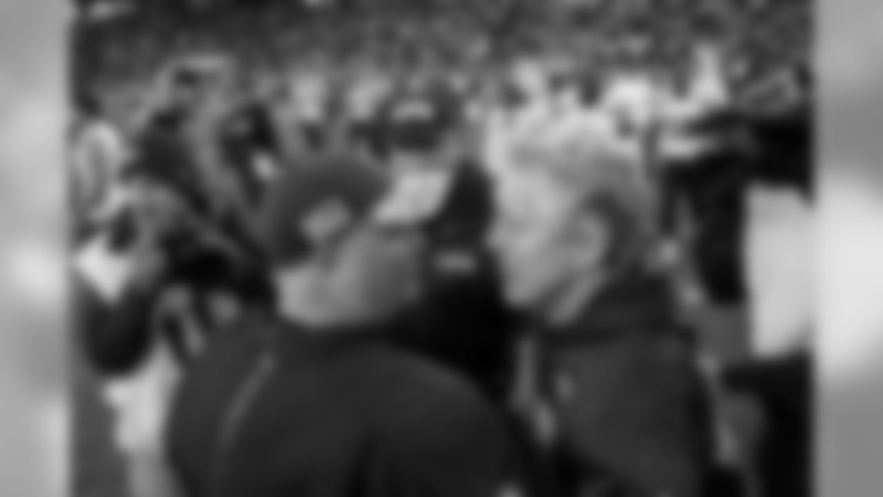 At game's end head coaches Chip Kelly and Pete Carroll met at midfield.