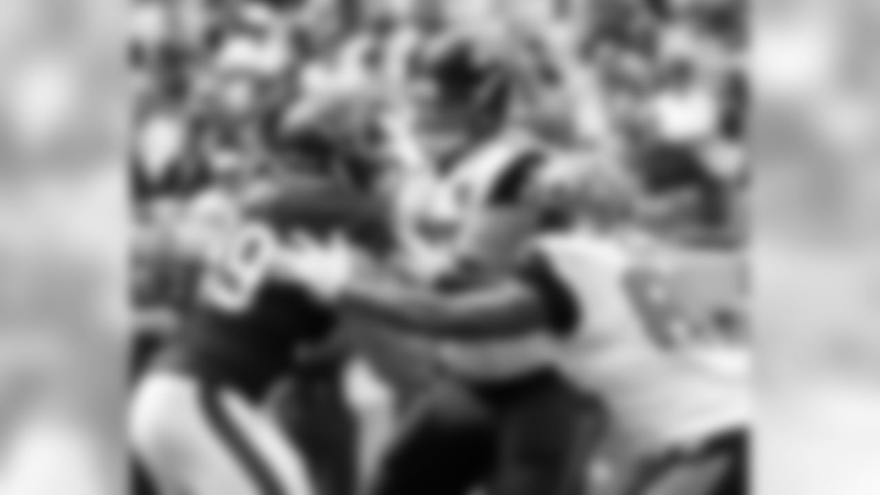 Tackle Luke Joeckel (76) of the Jacksonville Jaguars blocks defensive end J. J. Watt (99) of the Houston Texans rushes upfield against the Jacksonville Jaguars October 18, 2015 at EverBank Field in Jacksonville. The Texans won 31 - 20. (Al Messerschmidt via AP)