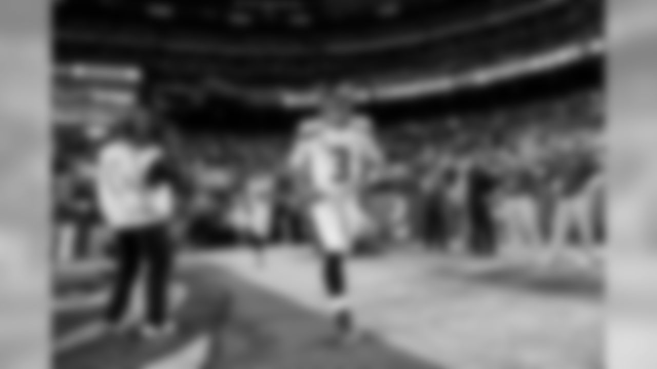 Quarterback Russell Wilson jogs onto the field as the Seahawks are introduced.