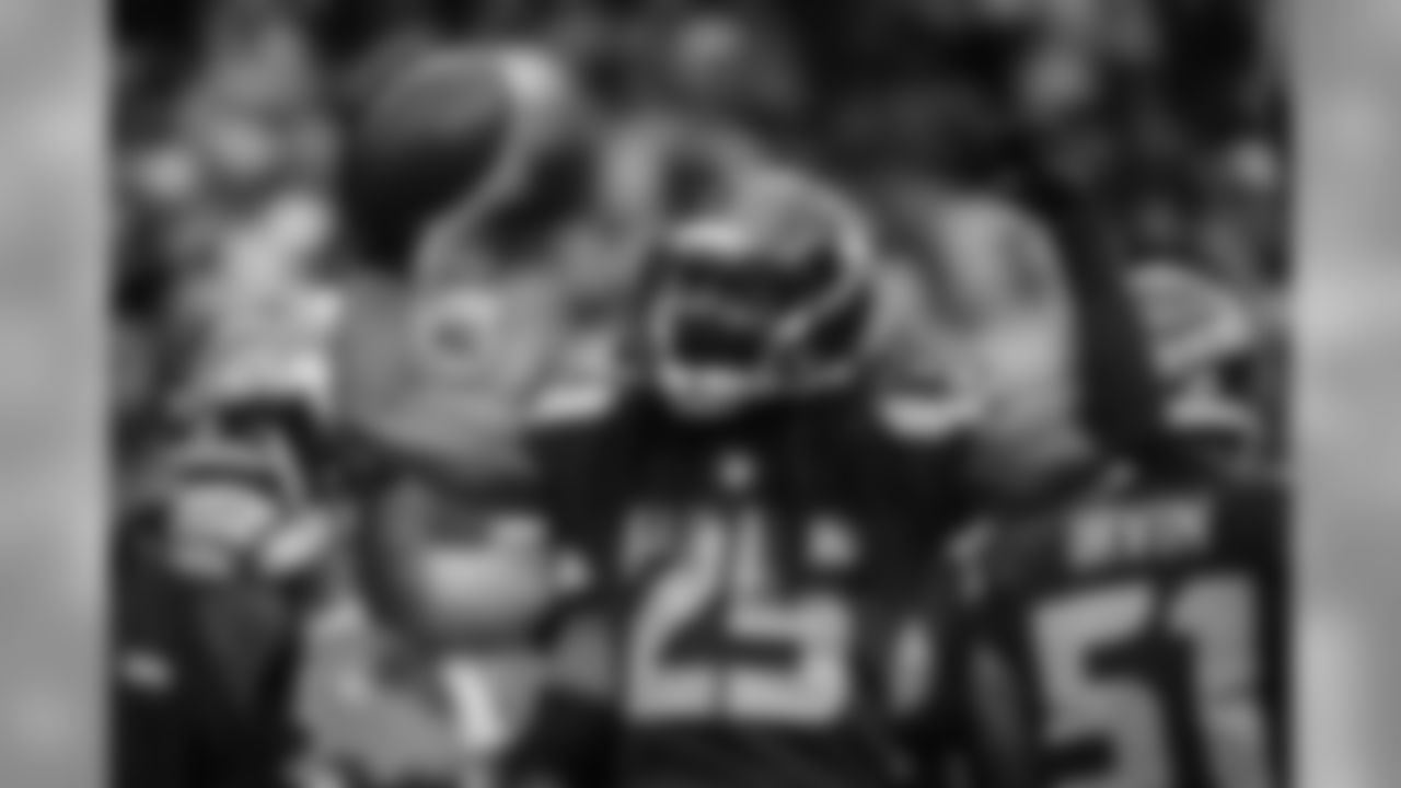 Richard Sherman celebrates his first interception of the season after picking off Oakland's Derek Carr.