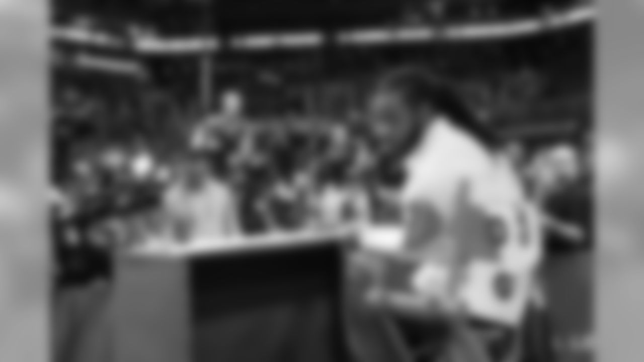 Cornerback Richard Sherman is no stranger to miss and cameras, and answered questions for the full length of the session.