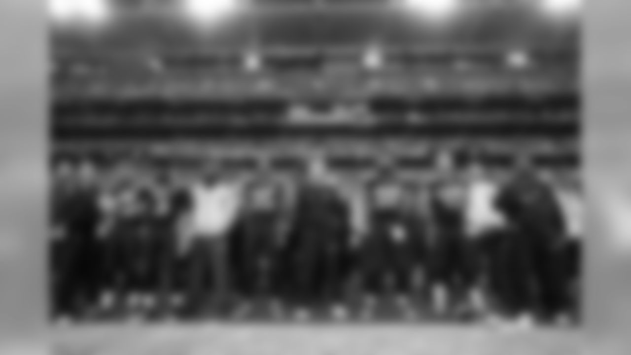 The Seahawks stood at attention as Broadway star Idina Menzel sang the "Star Spangled Banner" before the game.