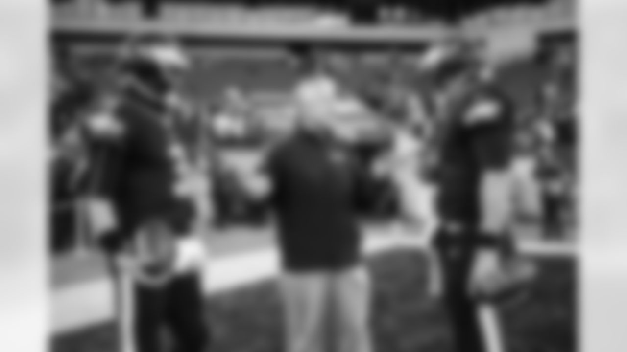Head coach Pete Carroll was reunited with two quarterbacks he coached back at U.S.C. -- Matt Barkley, right, and Mark Sanchez.