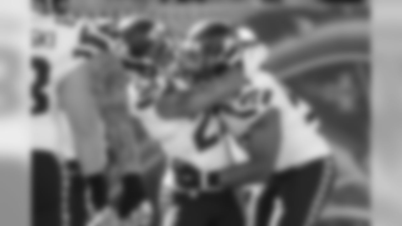 Safety Earl Thomas squeezes Bobby Wagner in celebration after the touchdown.