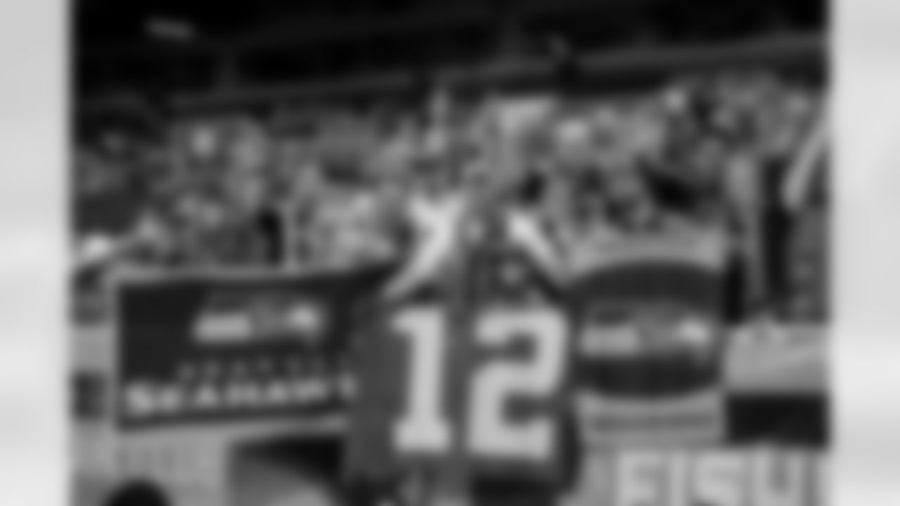This large contingent of 12s was loud and proud during pregame behind the Seahawks bench.