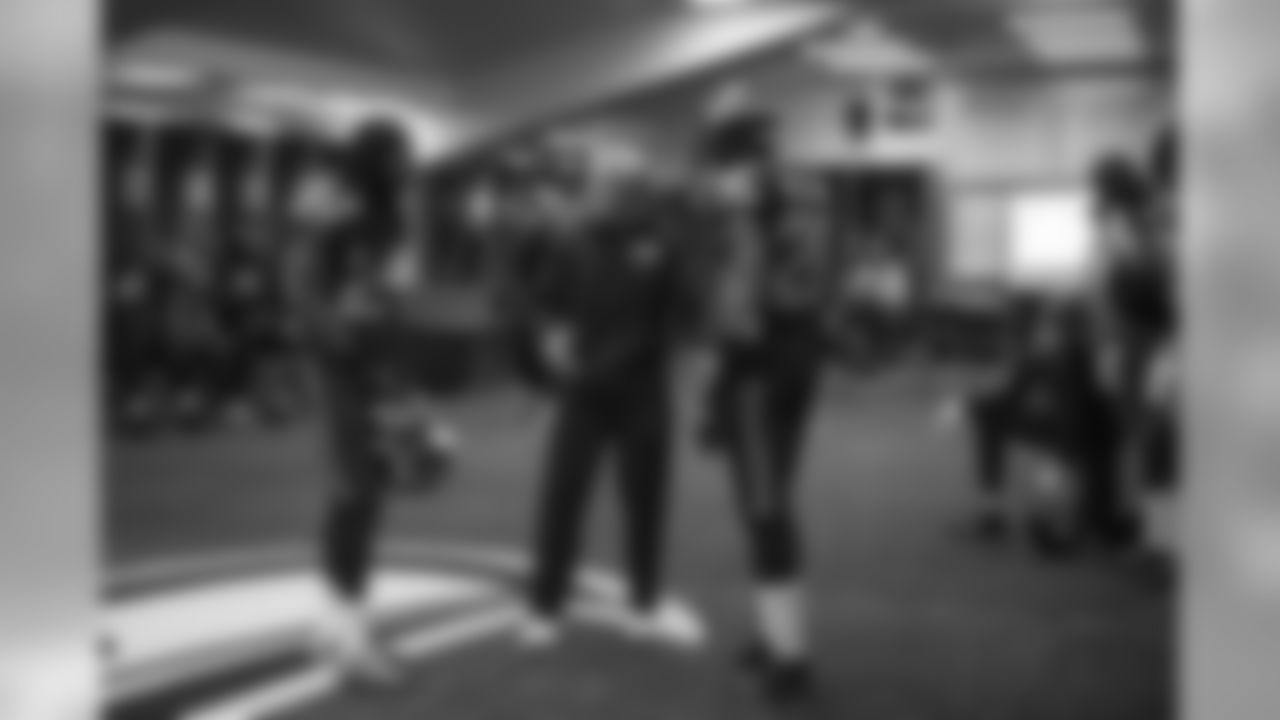 In the Seahawks locker room at halftime, head coach Pete Carroll consulted with cornerbacks Richard Sherman and Cary Williams.