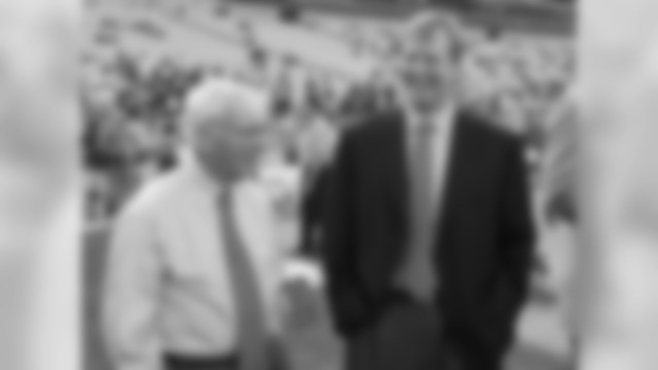 Dan Rooney talks with Commissioner Roger Goodell during the 2006 home opener against the Miami Dolphins.