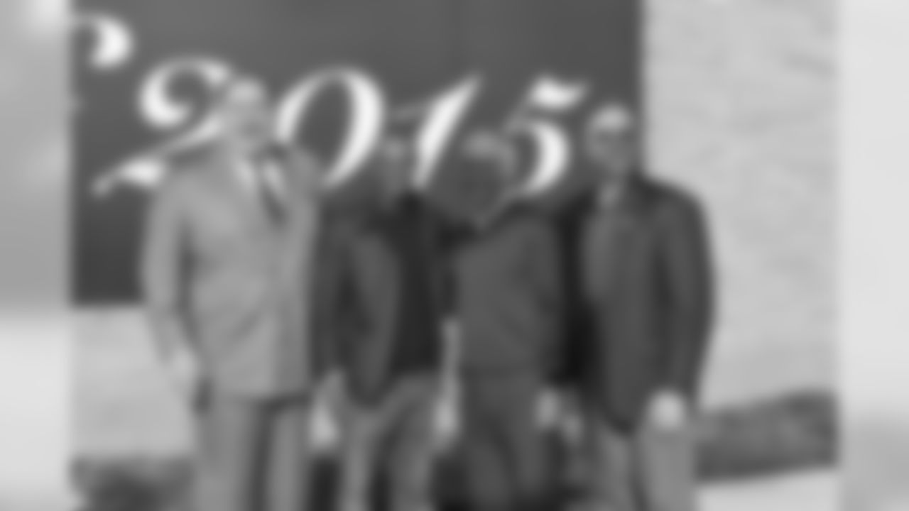 Pro Football Hall of Fame President David Baker, Marvin Harrison, Tony Dungy and Kevin Greene.