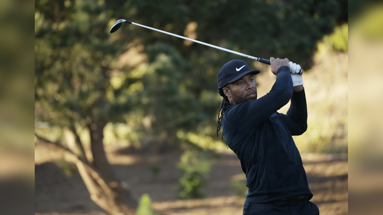 WR Larry Fitzgerald during the first round of the Pebble Beach Pro-Am at Spyglass Hill Golf Course