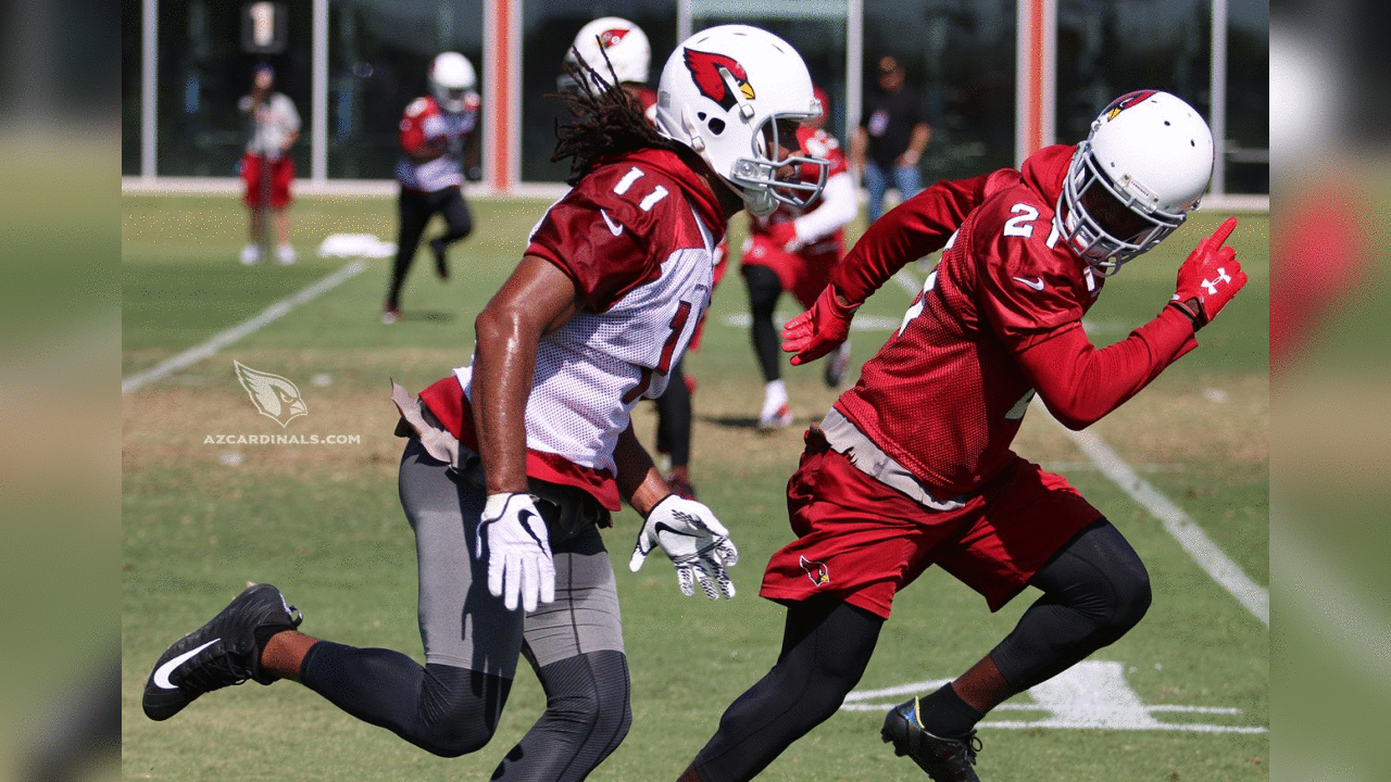 CB Patrick Peterson (right) covers WR Larry Fitzgerald